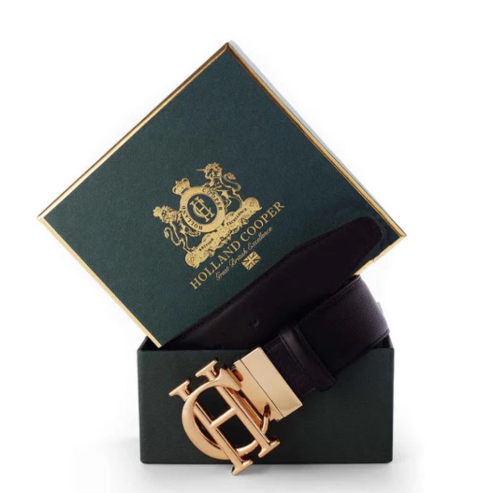 Holland Cooper Classic Reversible Black Tan Belt with Gold Buckle NEW SMALL
